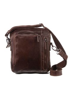 Мужская сумка через плечо из темно-коричневой кожи Stamp, темно коричневый