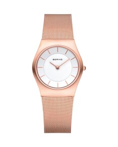 Женские часы Bering 11930-366 CLASSIC с розовым сетчатым браслетом Bering, белый