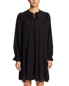 Короткое шифоновое платье с бантом Esprit, черный