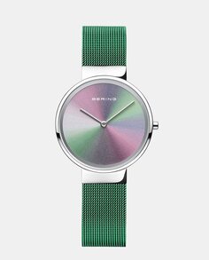 Bering Anniversary1 Женские часы с зеленой стальной сеткой Bering, зеленый