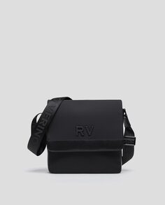 Мужская сумка через плечо из черного прорезиненного нейлона Roberto Verino, черный