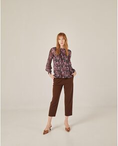 Женские прямые брюки из бумажного пакета с завышенной талией Niza, коричневый