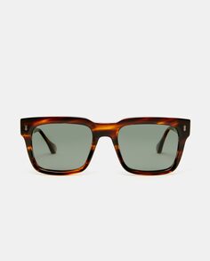 Мужские прямоугольные солнцезащитные очки из ацетата гаваны с поляризованными линзами Scalpers, коричневый