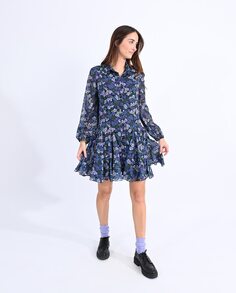 Короткое плиссированное платье с принтом Molly Bracken, фиолетовый