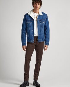 Узкие мужские брюки чинос коричневого цвета Pepe Jeans, коричневый
