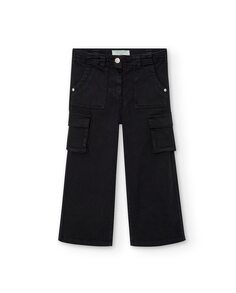 Широкие девичьи брюки с карманами Boboli, черный