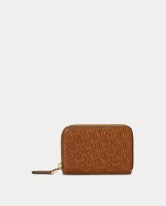 Маленький коричневый кожаный кошелек на молнии Lauren Ralph Lauren, коричневый