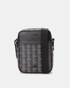 Маленькая черная сумка через плечо с контрастным логотипом Lacoste, черный