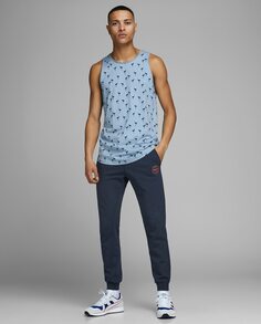 Мужские длинные спортивные брюки темно-синего цвета Jack &amp; Jones, темно-синий