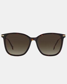 Прямоугольные женские солнцезащитные очки из ацетата гаваны с металлическими дужками Carolina Herrera, коричневый
