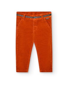 Брюки-чиносы из микровельвета для мальчика с карманами Boboli, оранжевый