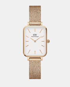 Quadro DW00100431 женские часы из розового золота со стальной сеткой Daniel Wellington, розовый