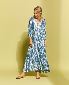 Платье миди с принтом Bambula Southern Cotton, темно-синий