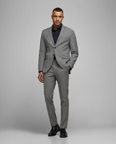 Узкие мужские классические брюки светло-серого цвета Jack &amp; Jones, светло-серый