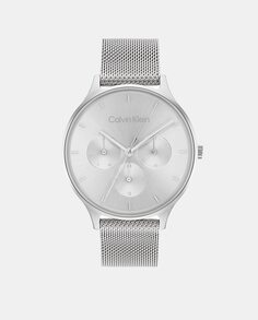 Многофункциональные женские часы Timeless 25200104 со стальной сеткой Calvin Klein, серебро