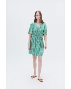 Короткое платье с короткими рукавами и принтом Caroll, зеленый