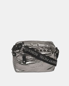 Темно-серая сумка через плечо металлик с заклепками Robert Pietri, темно-серый