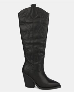 Высокие женские кожаные сапоги с острым носком Alma en Pena, черный