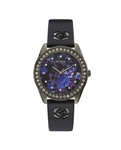 Женские часы Violet W1277L1 из кожи с черным ремешком Guess, черный