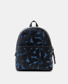 Маленький черный рюкзак с вырезанными цветами Desigual, синий