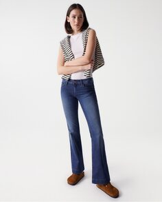 Расклешенные джинсы Women&apos;s Wonder с эффектом пуш-ап и средней посадкой Salsa Jeans, синий
