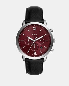 Neutra FS6016 черные кожаные мужские часы с хронографом Fossil, черный