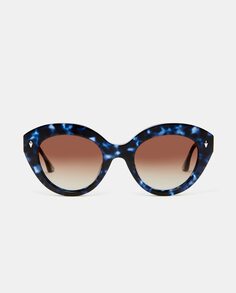 Круглые женские солнцезащитные очки из ацетата синего цвета Havana с поляризованными линзами Scalpers, синий