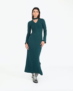 Платье в рубчик с длинными рукавами The-Are, темно-зеленый