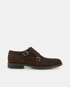 Мужские замшевые туфли Bluchers с прямым верхом и двойной пряжкой Dustin, темно коричневый