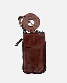 Коричневая кожаная сумка для мобильного телефона с визитницей и монетницей Stamp, коричневый