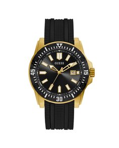 Skipper GW0055G4 силиконовые мужские часы с черным ремешком Guess, черный