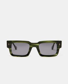 Прямоугольные мужские солнцезащитные очки из ацетата зеленого цвета с поляризованными линзами Scalpers, темно-зеленый