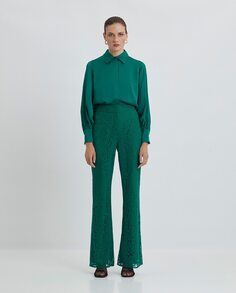 Светлые женские широкие брюки с боковой молнией Simorra, зеленый