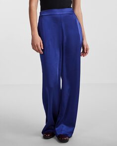 Атласные женские длинные брюки Yas, темно-синий Y.A.S