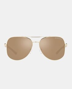 Женские солнцезащитные очки-авиаторы из золотистого металла с зеркальными линзами Michael Kors, золотой