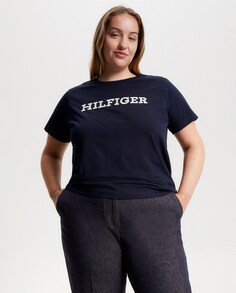 Женская футболка с круглым вырезом и короткими рукавами Tommy Hilfiger, темно-синий