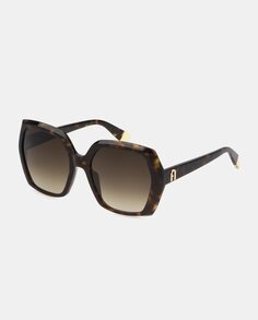 Большие женские солнцезащитные очки из ацетата цвета гавана Furla, коричневый