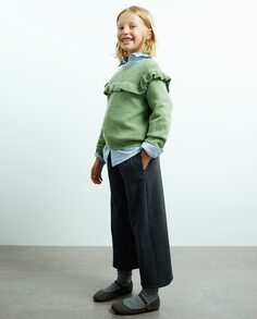 Широкие круглые брюки для девочки Sfera, серый (Sfera)