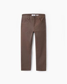 Однотонные пятикарманные брюки для мальчика с регулируемой талией Zippy, коричневый