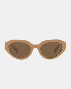 Светло-коричневые женские солнцезащитные очки овальной формы из ацетата Michael Kors, светло-коричневый