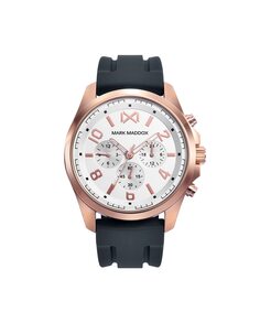 Многофункциональные мужские часы Mission из розовой стали с черным силиконовым ремешком Mark Maddox, черный