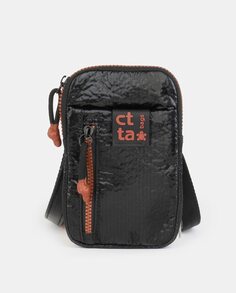 Черная металлическая сумка для мобильного телефона с передним карманом Caminatta, черный