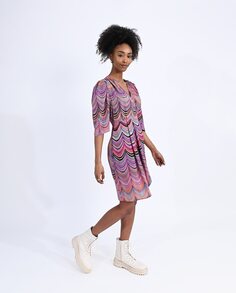 Платье с короткими рукавами и разноцветным принтом Molly Bracken, фиолетовый