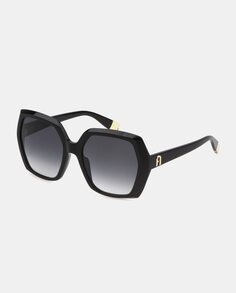 Большие женские солнцезащитные очки из ацетата черного цвета Furla, черный