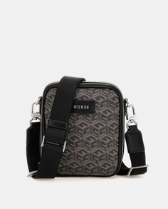 Миниатюрная сумка через плечо темно-серого цвета с логотипами Guess, темно-серый