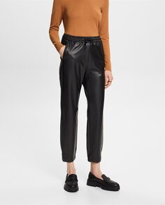 Женские брюки-джоггеры с эффектом кожи Esprit, черный