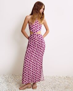 Длинное платье с принтом и разрезами по бокам Brownie, фиолетовый