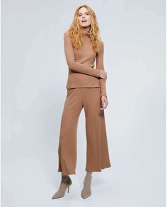 Женские широкие брюки в рубчик с эластичной резинкой на талии Georges Rech París, коричневый