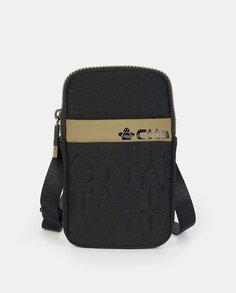 Черная неопреновая сумка для мобильного телефона с выгравированным логотипом и застежкой-молнией Caminatta, черный
