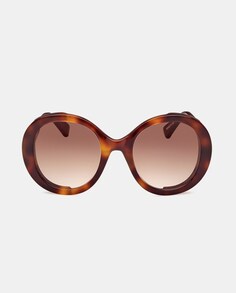 Женские овальные солнцезащитные очки из ацетата гаваны Max Mara, коричневый